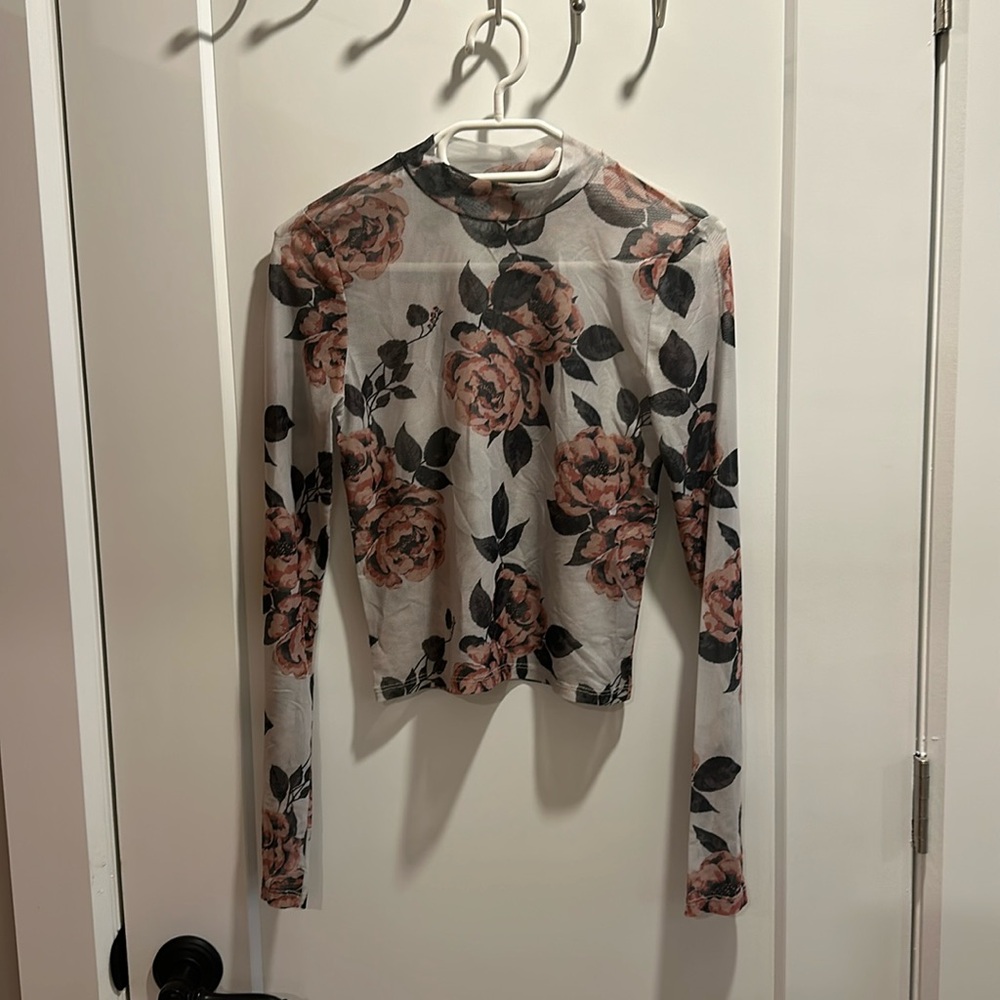 Small mesh floral turtleneck - Picture 1 of 2